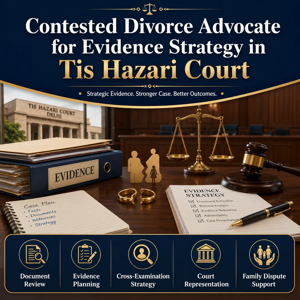 Contested Divorce Advocate for Evidence Strategy in Tis Hazari Court