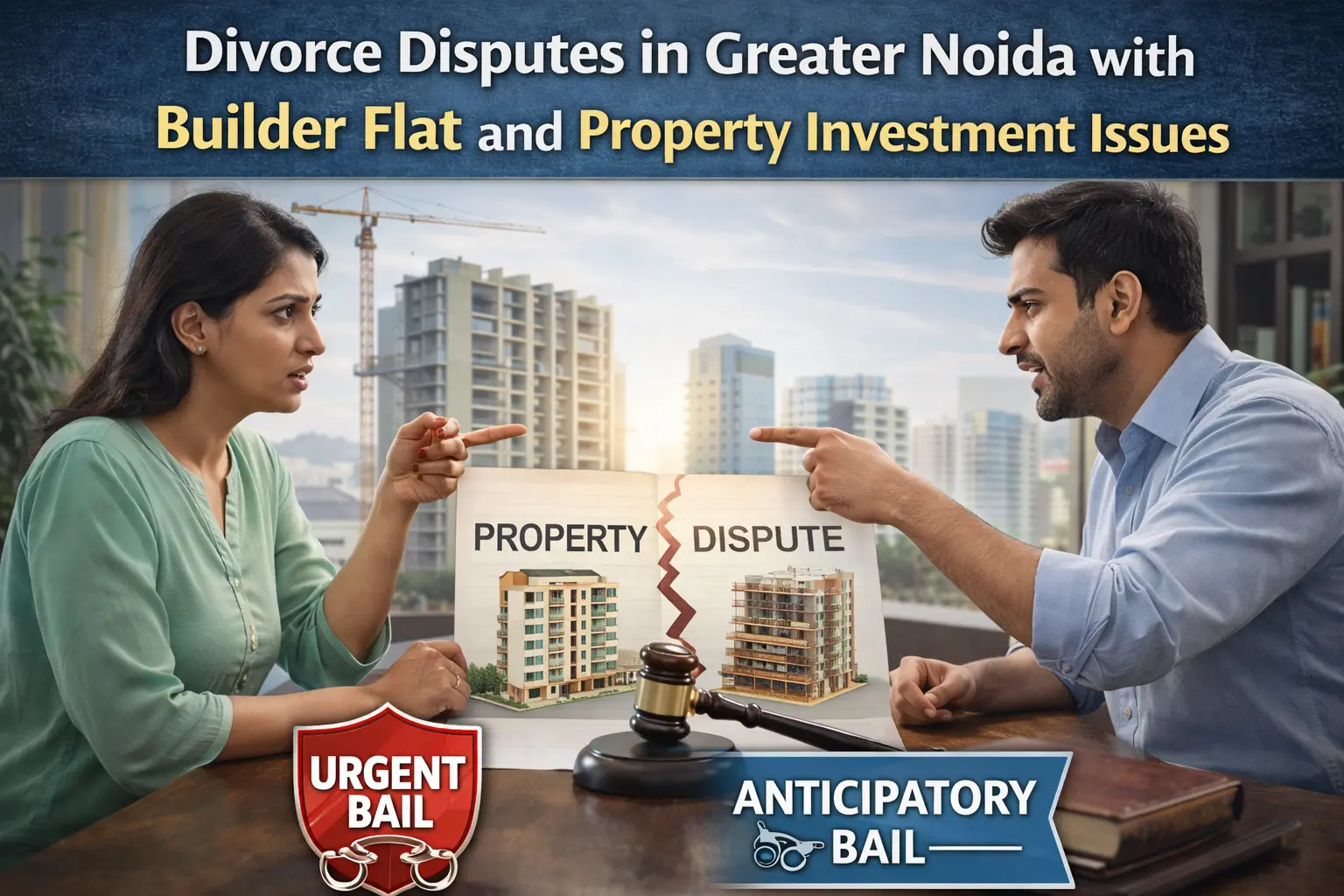 Divorce disputes in Greater Noida with builder flat and property investment issues