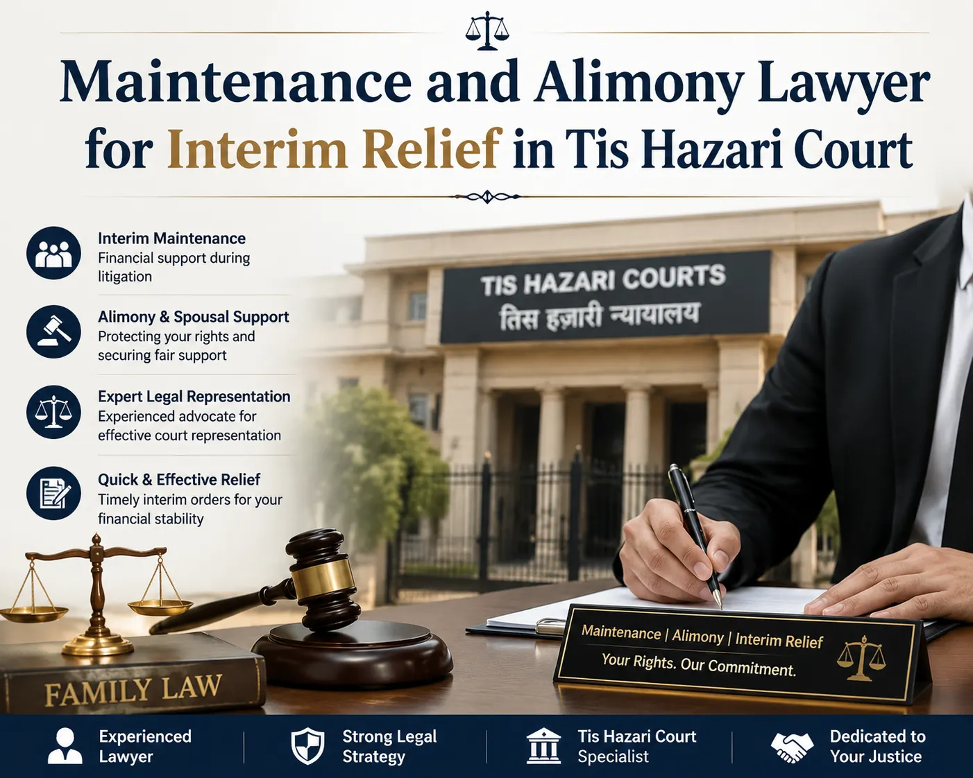 Maintenance and Alimony Lawyer for Interim Relief in Tis Hazari Court